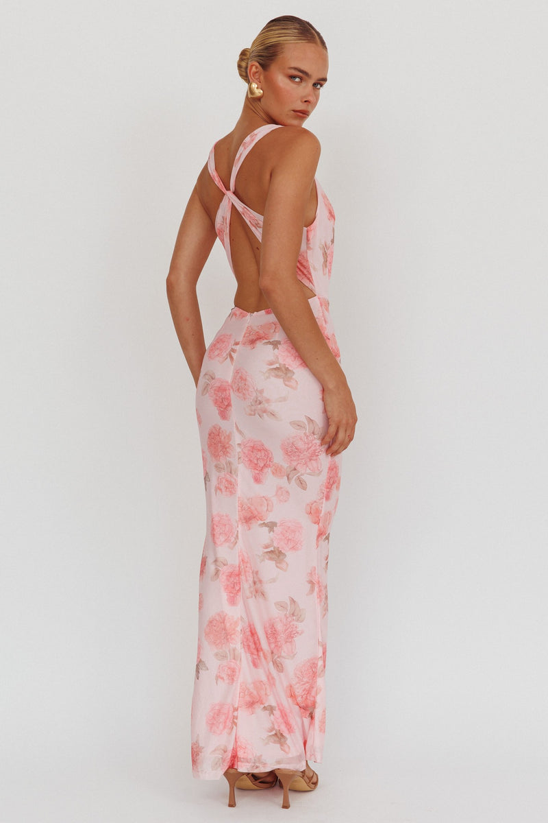 Cowl Neck Floral Maxi Dress