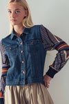 Knit Sleeves Denim Jacket