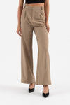 Pinstripe Flare Leg Pleated Pants