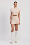 Turtle Neck Cap Sleeve Top