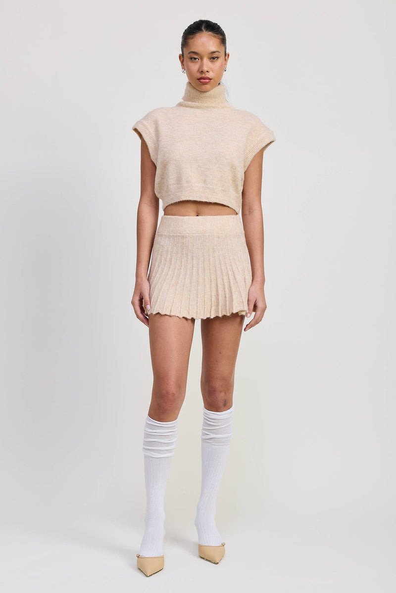 Turtle Neck Cap Sleeve Top