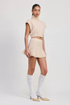 Turtle Neck Cap Sleeve Top
