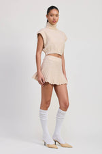 Turtle Neck Cap Sleeve Top