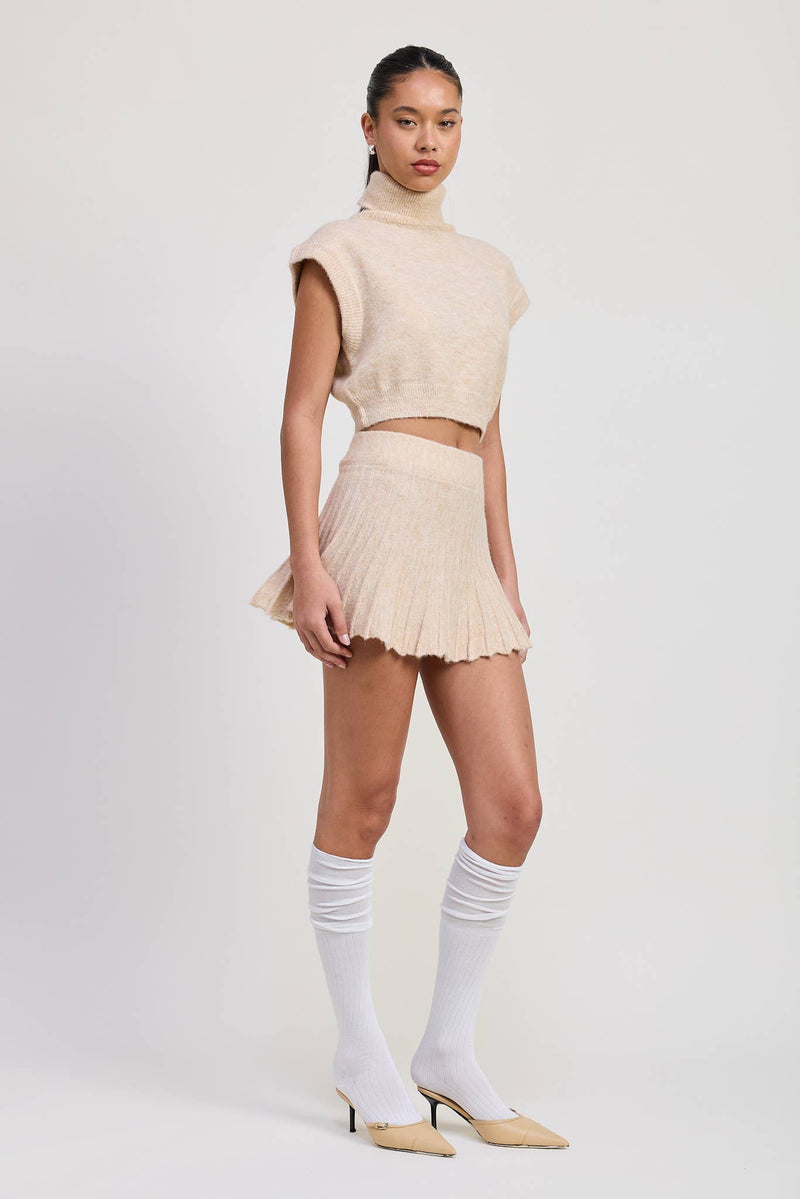 Turtle Neck Cap Sleeve Top