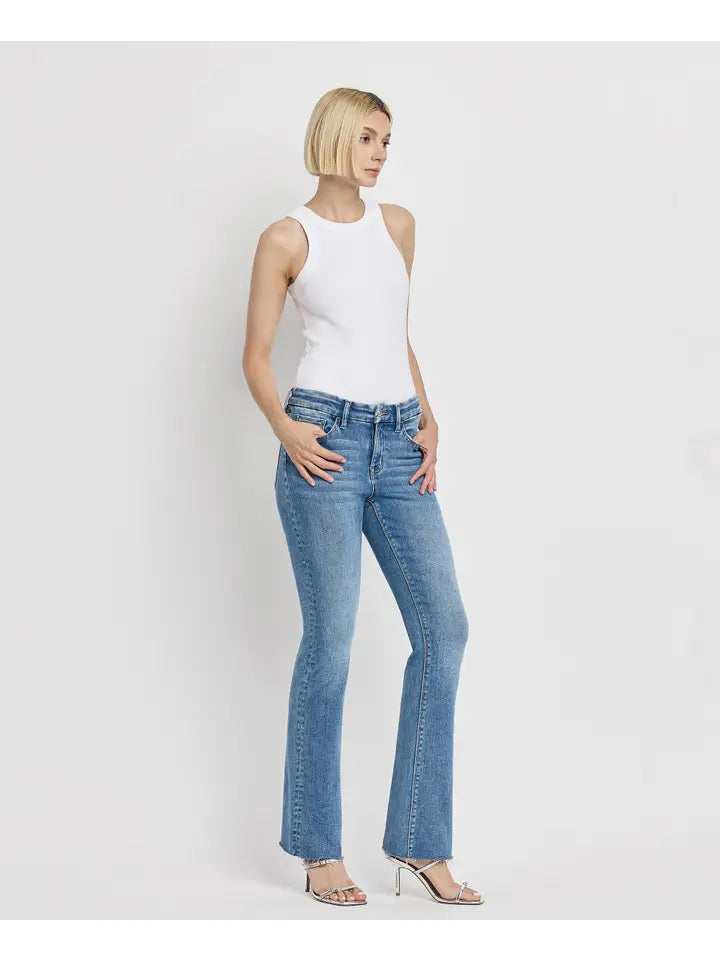 Mid Rise Seamless Waistband Bootcut Jeans