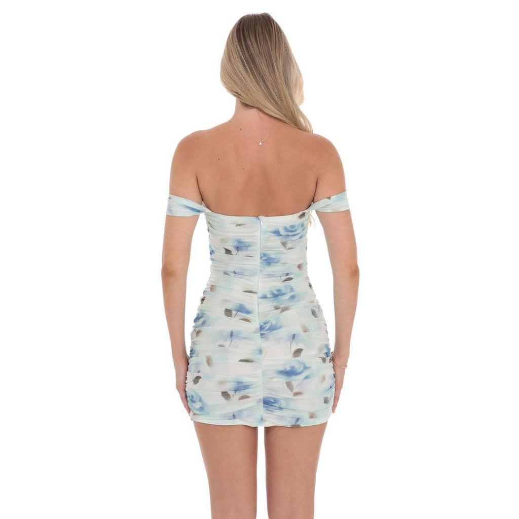 Floral Mesh Off Shoulder Bodycon Dress