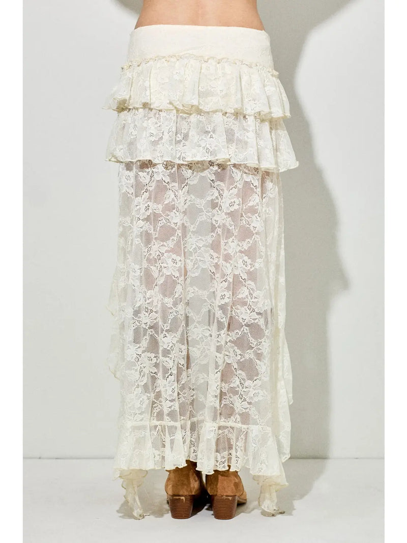 Lace Tiered Maxi Skirt