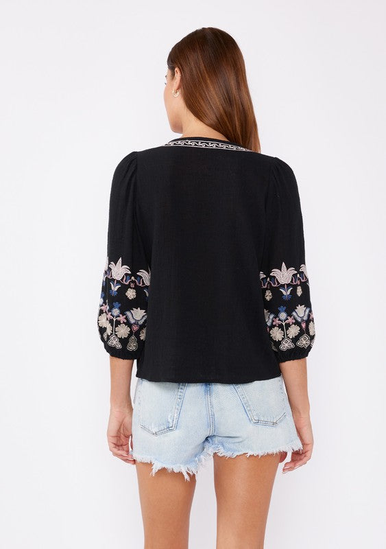 Long Sleeve Embroidery Top