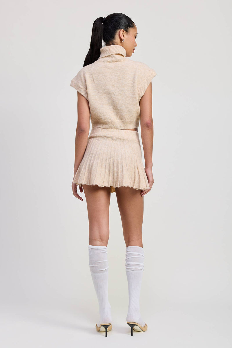 Turtle Neck Cap Sleeve Top