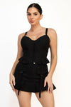 Ruffled Boned Corset Crop Top