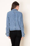Washed Denim Cropped Trench Jacket