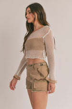 Fishnet Contrast Sweater Crop Top
