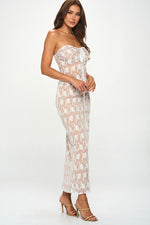 Lace Mesh Drawstring Top & Maxi Skirt Set