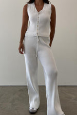 Ribbed Knitted Vest Top And Pants Set