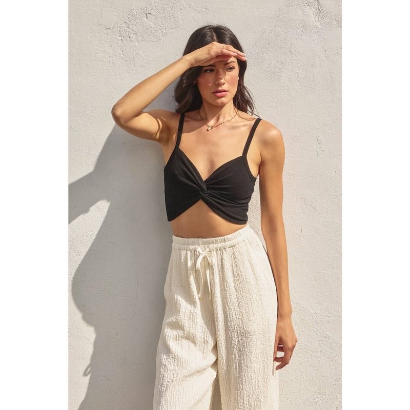 Micro Rib Twist And Shout Crop Top