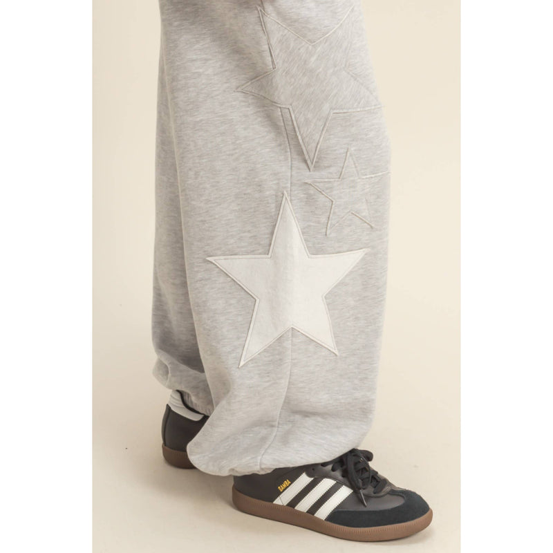 Star Patch Casual Drawstring Jogger Pants