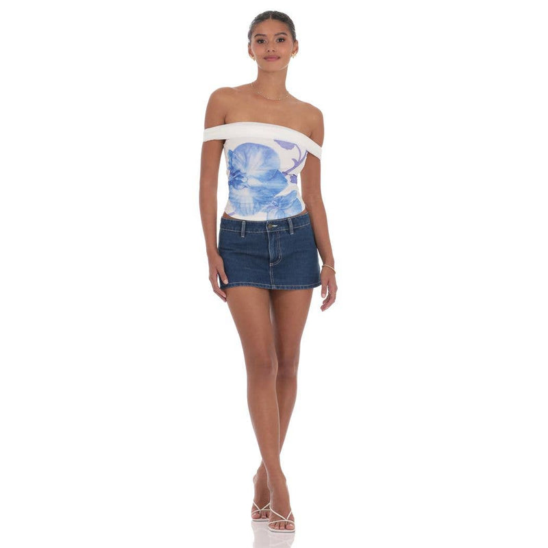 Floral Mesh Off Shoulder Top
