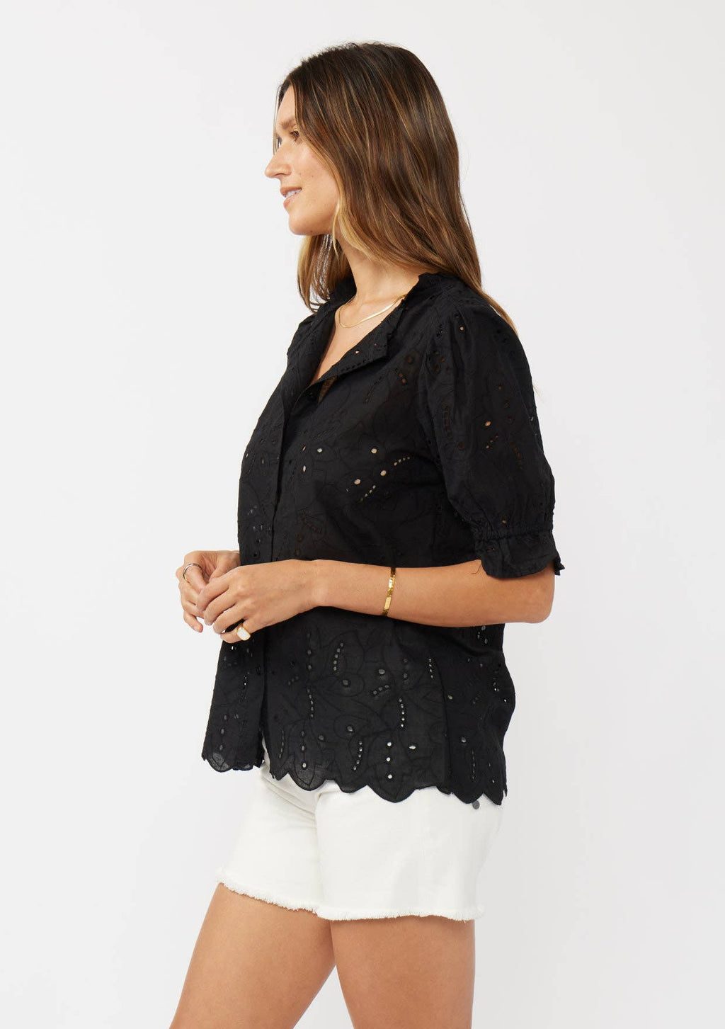 Embroidered Eyelet Cotton Summer Top