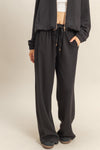 Knit Wide Leg Trousers With Drawstring Waist