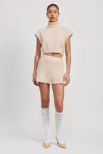 Pleated Mini Fringe Skirt