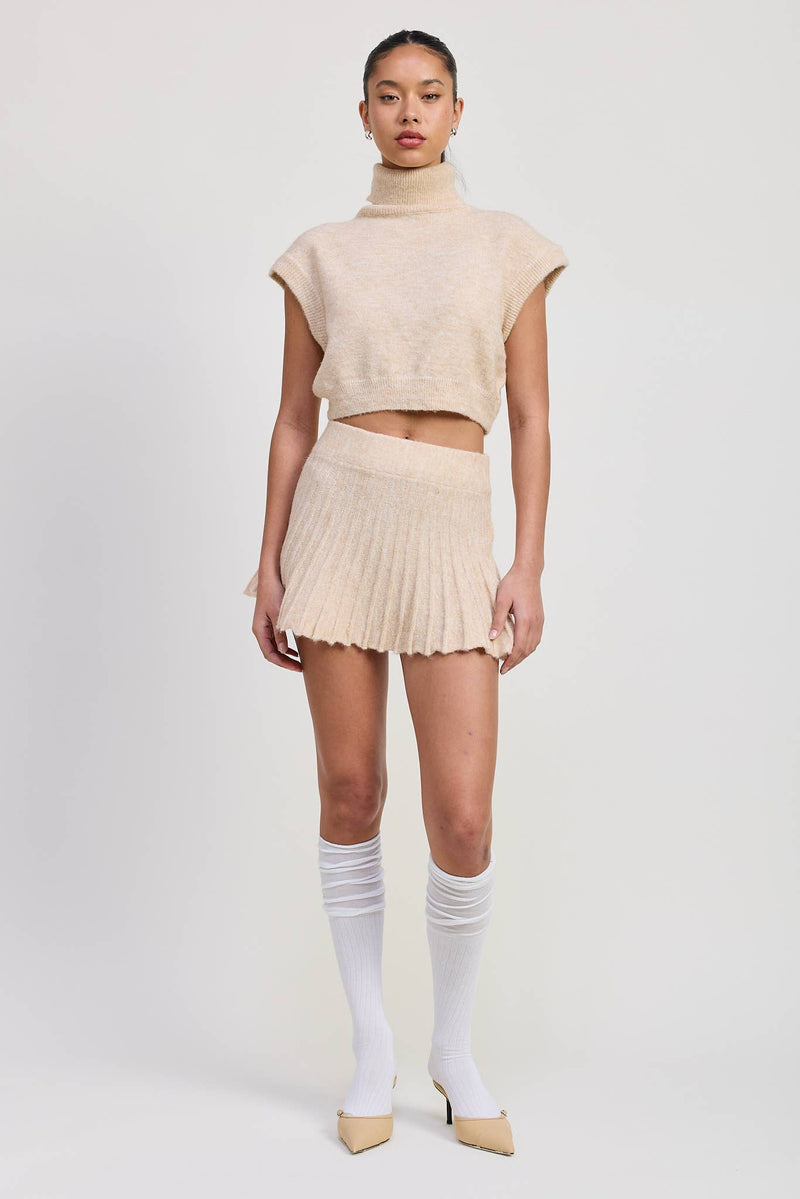 Pleated Mini Fringe Skirt