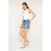 High Rise Raw Hem Denim Shorts