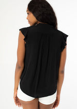 Button Down Shirt w/ Ruffle Neck