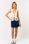 Satin Lace Top w/ Front Tie