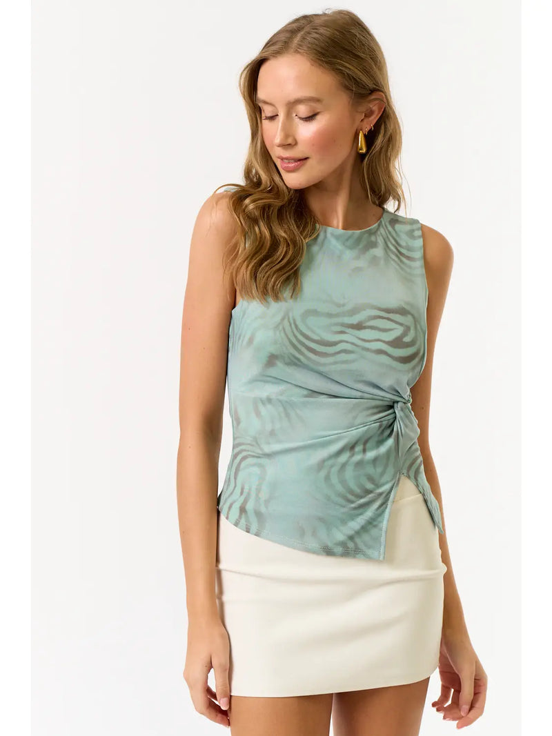 Mesh Printed Twisted Top