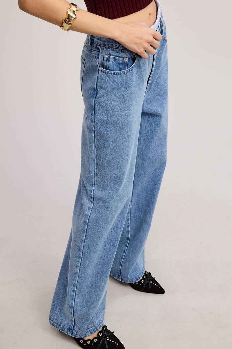 Mid Low Rise Denim Pants with Detachable Boxer Trunk