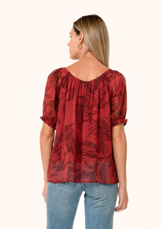 Lucky Brand, Tops, Lucky Brand Boho Embroidered Square Neck Short Flutter  Sleeves Top
