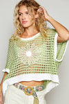 Round Neck Sleeveless Floral Thin Sweater Top