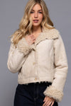 Long Sleeve Inside Fur Detail Penny Lane Suede Short Jacket