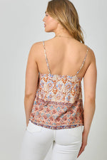 Adjustable Shoulder Strap Border Print Cami
