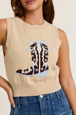 "Western Boots" Crew Neck Vest