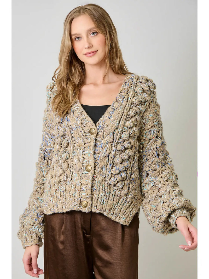 Flecked Chunky Sweater Cardigan