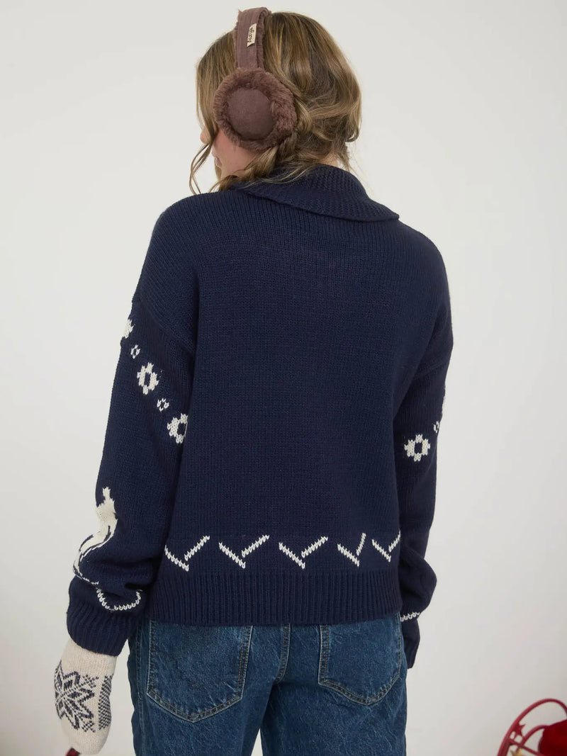 Ski Zip Up Knit Cardigan