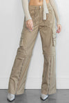 Color Cargo Pants With Zip Front Slit