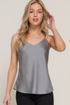 Double V-Neck Satin Cami Top