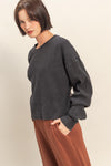 Mineral Wash Waffle Long Sleeve Top