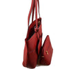 Chic red 3-in-1 fashion tote bag features a sleek design, detachable pouch, and versatile straps, perfect for Long Island boutique fashion.