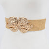 Leaf Metal Buckle Stretch Straw Belt