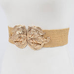 Leaf Metal Buckle Stretch Straw Belt