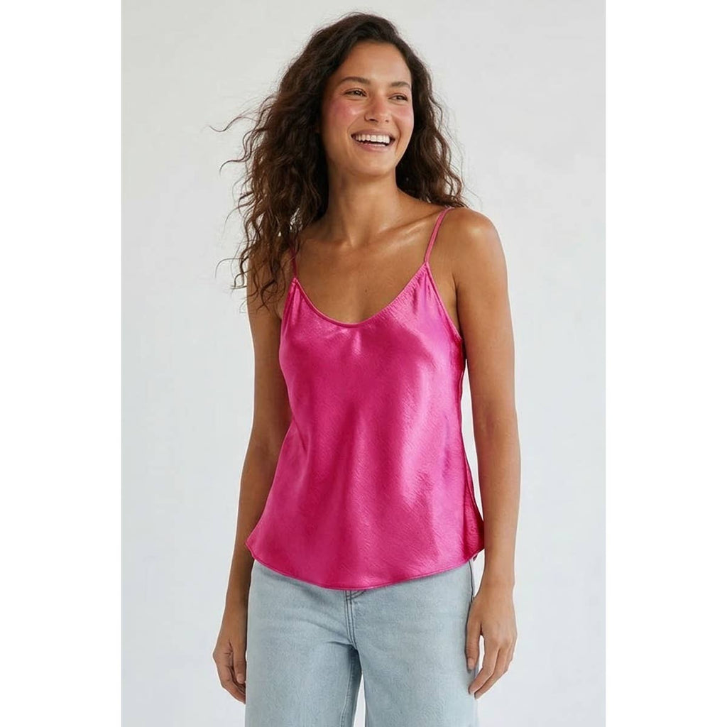 Hot Pink Classic Satin Adjustable Strap Camisole Top | Naked Zebra