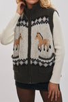 Horse Zip Up Sweater Vest