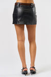 PU Skirt with Short Lining and Contrast Belt