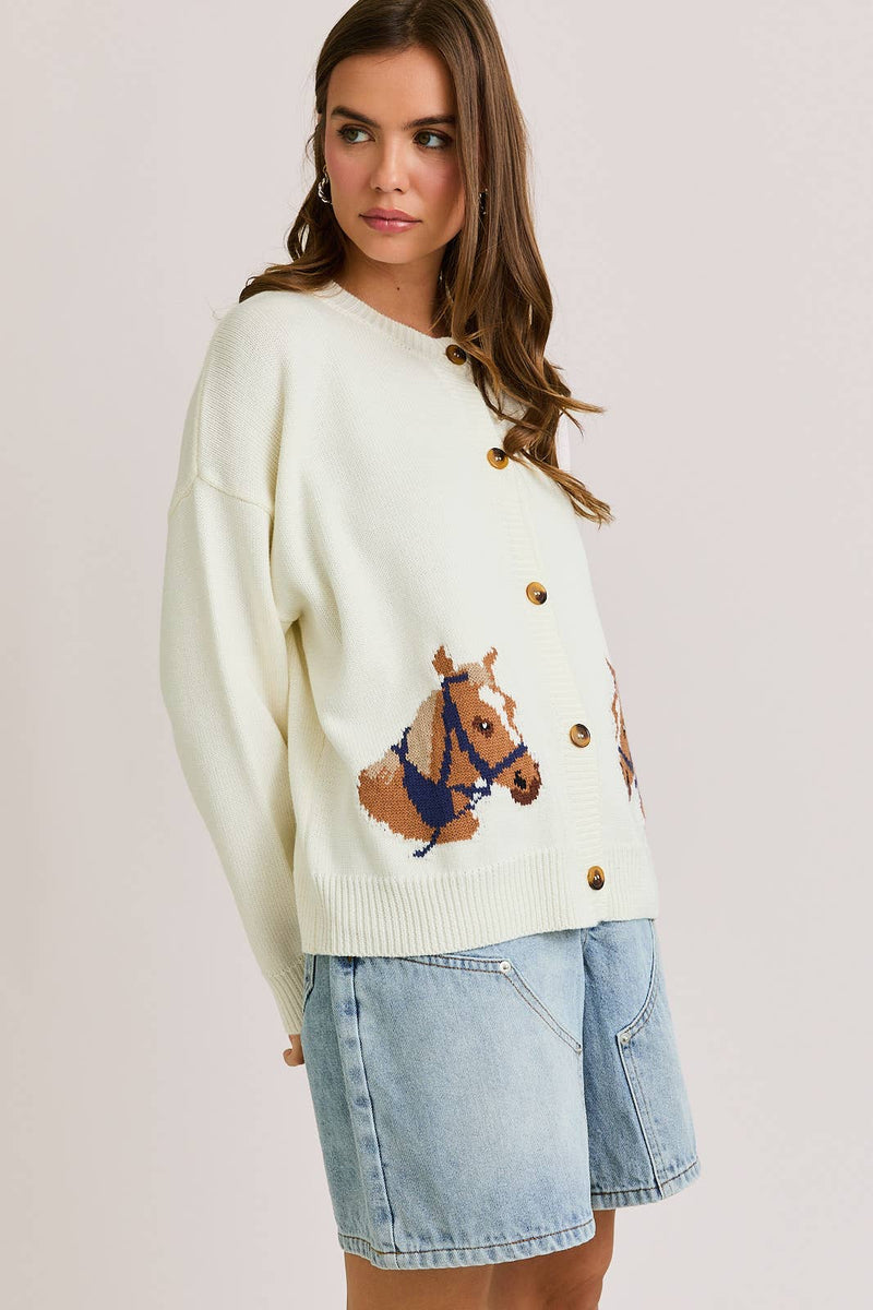 "Horse" Graphic Long Sleeve Cardigan