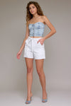 Hidden "Ava" High Rise A-Line Shorts w/ Tie Strap