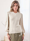 Long-sleeve Woven Combo Sweater