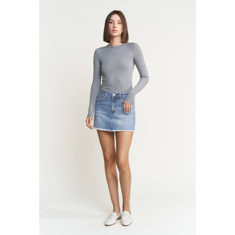 Mica Denim Mini Skirt W/ Raw Hem